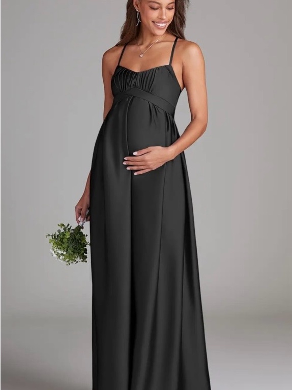 Azazie Black Spaghetti Strap Maternity Maxi Dress